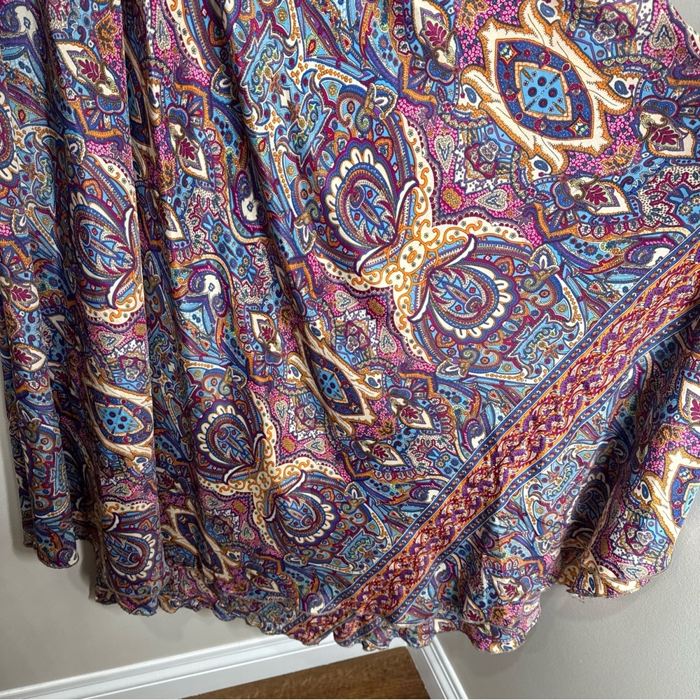 Venus Boho Paisley Silk Blend Maxi Dress Size Small Medium Kimono Sleeve Kaftan - Picture 6 of 11